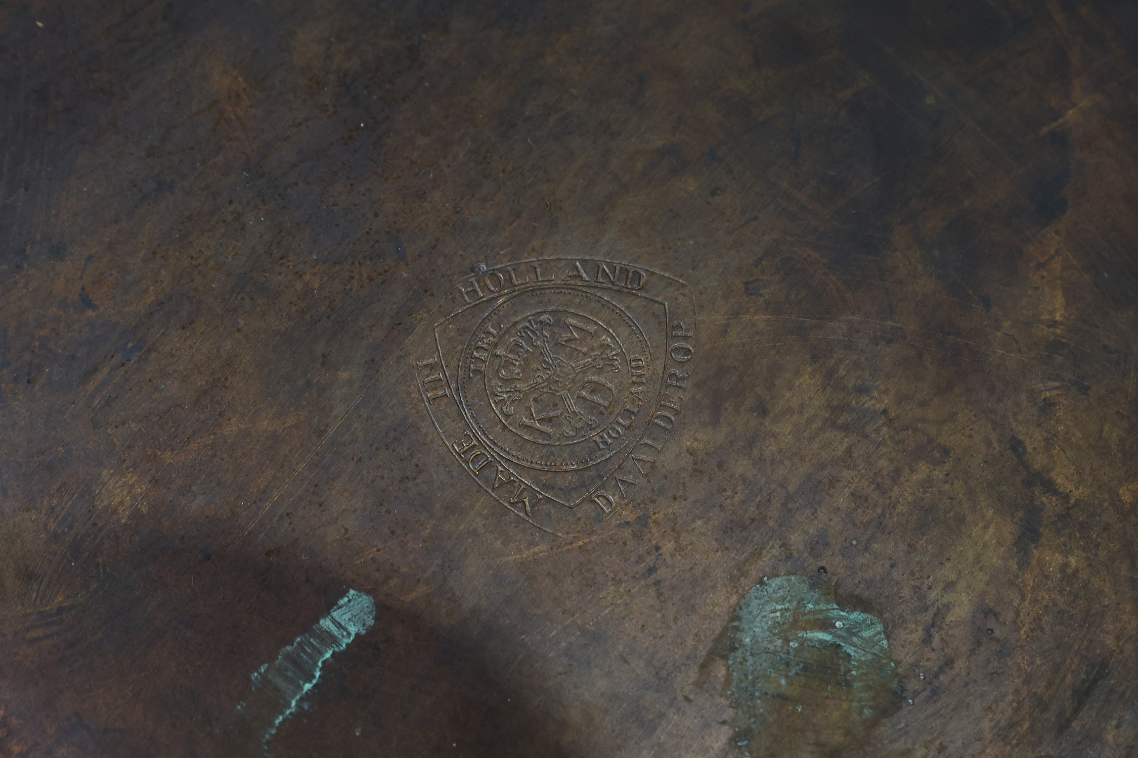 Art Deco Side Table by Daalderop in Red and Yellow Copper, The Netherlands 1900sthumbnail